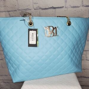 Badgley Mischka Light Blue Quilted Tote